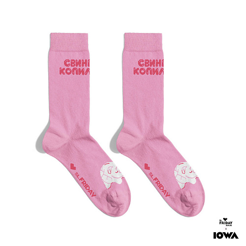 Носки IOWA. Розовая свинка-копилка