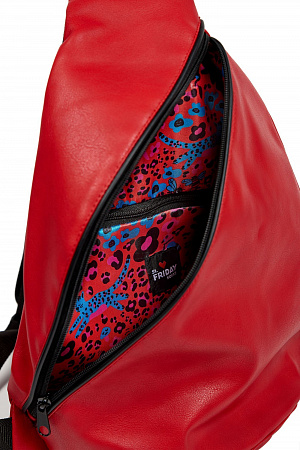 Рюкзак с одной лямкой из красной эко-кожи