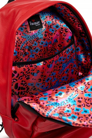 Легкий рюкзак из красной эко-кожи